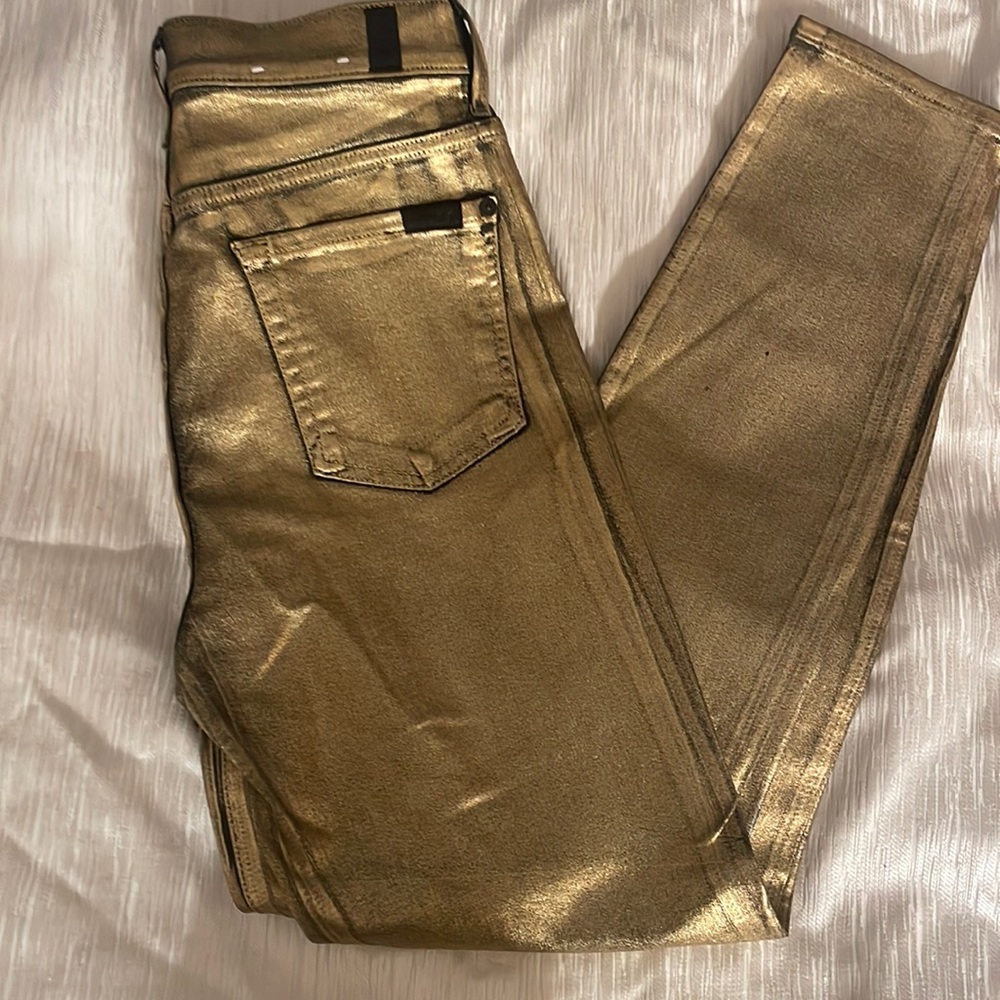 Seven for all mankind jeans, coated gold size 29 skinny jeans